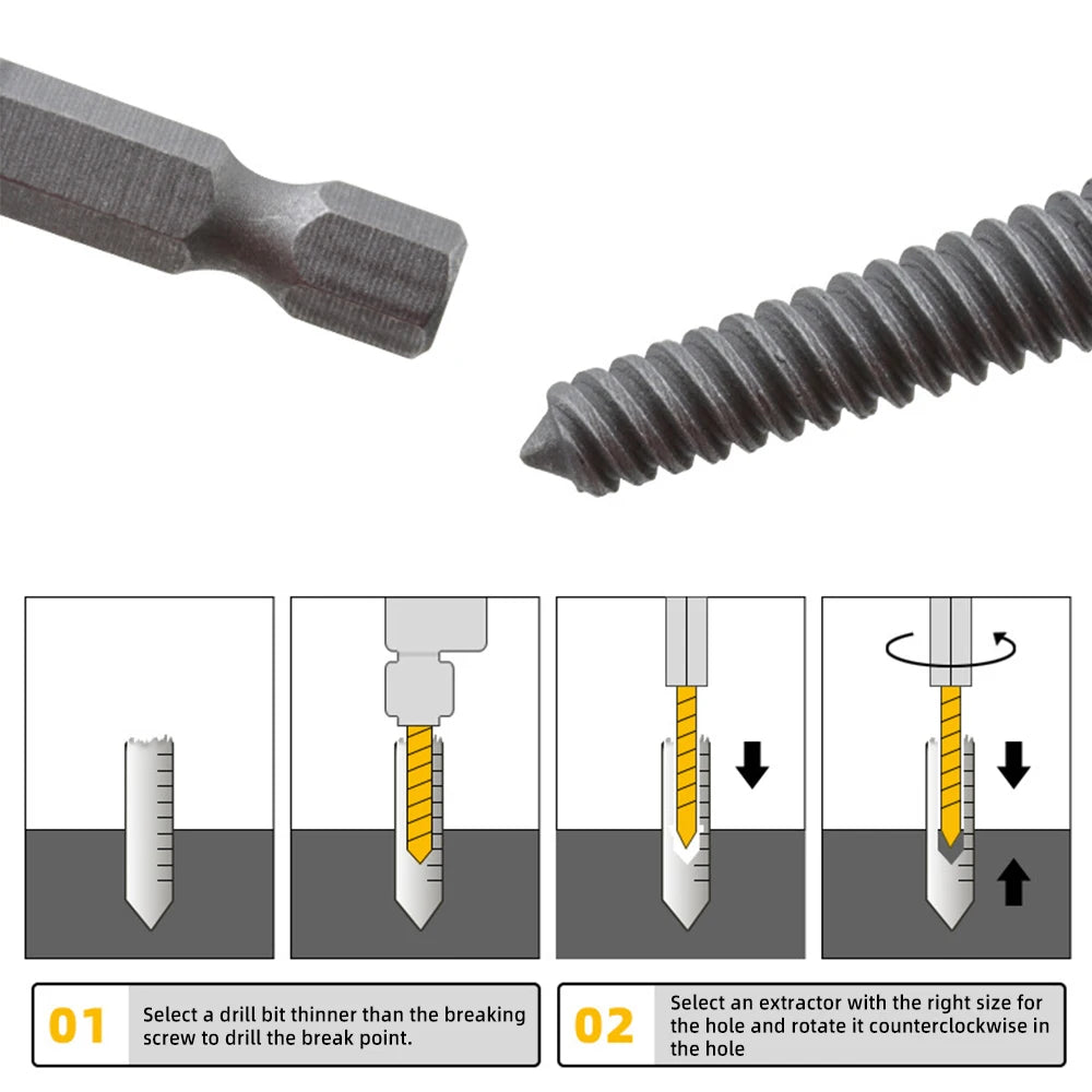 5pcs Hex Screw Extractors Tool Center Drill Bits Guide Set Damaged Bolt Remover Removal Tools Speed Easy Out Set Power Tool [PTO]