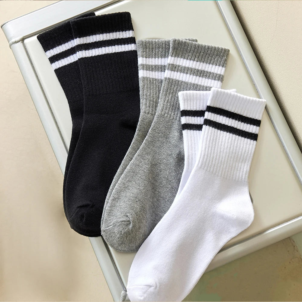 6 Pairs  Women's Mid-Tube Socks Solid Colour Autumn Winter Breathable Comfortable Sport Sweat Absorbent Man And  Women's Socks [SOX]