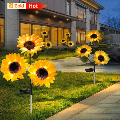 1/3/5 Head LED Solar Simulation Sunflower Lights Garden Yard Lawn Night Lights Landscape Lamp Home Decorative Flower Lights [SLG]