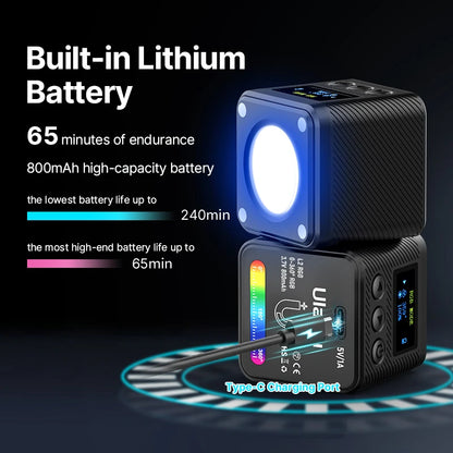 Ulanzi L2 RGB Mini COB Video Camera Light Dimmable 360° Full Color Light with Diffuser Honeycomb Photography for DSLR Camera [PHO]