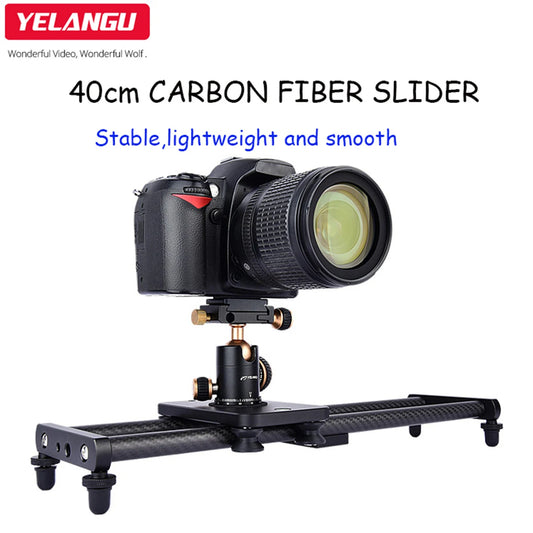 YELANGU 40CM Carbon Fiber Camera Track Slider for Canon Nikon Sony DSLR Smartphone Lightweight Smooth Video Stabilizer Rail [PHO]