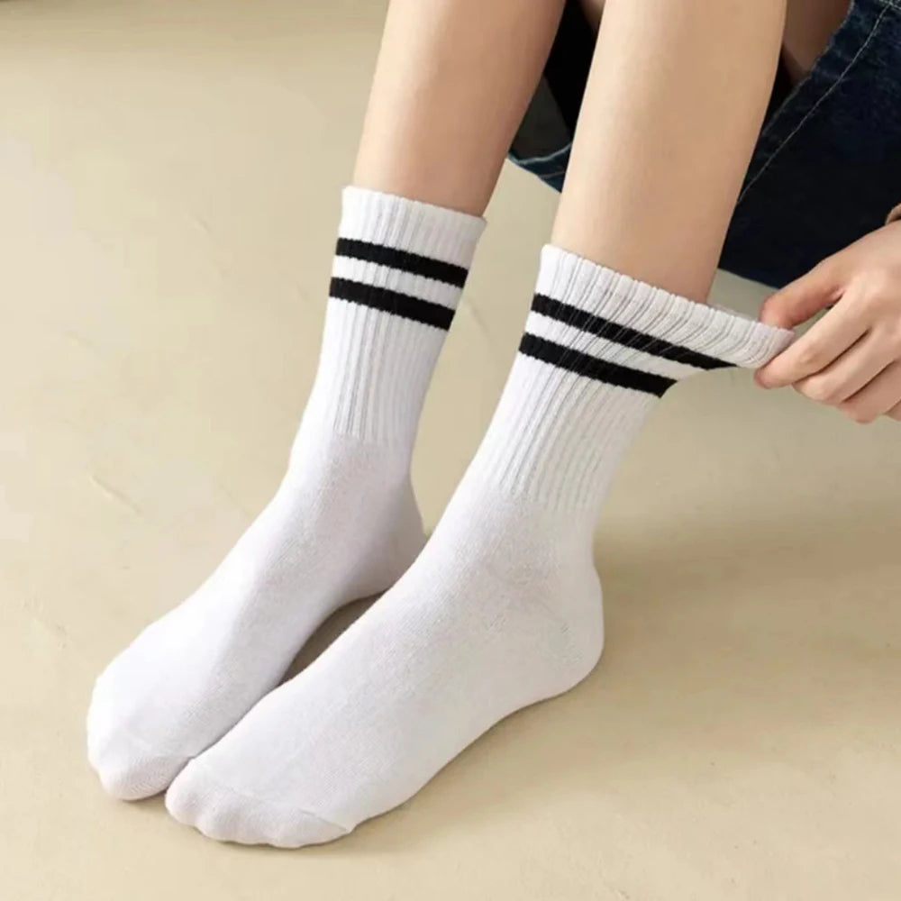 6 Pairs  Women's Mid-Tube Socks Solid Colour Autumn Winter Breathable Comfortable Sport Sweat Absorbent Man And  Women's Socks [SOX]