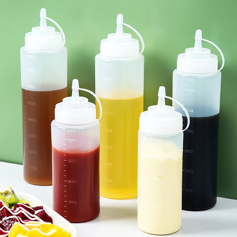 1/2/4/6pcs Condiment Squeeze Bottles,Kitchen Hot Sauces Olive Oil Bottles Ketchup Mustard Dispensers Kitchen Accessories Gadgets [DSP]