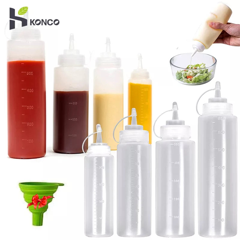 1/2/4/6pcs Condiment Squeeze Bottles,Kitchen Hot Sauces Olive Oil Bottles Ketchup Mustard Dispensers Kitchen Accessories Gadgets [DSP]