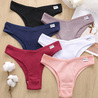 3Pcs/Set Cotton Women Briefs Sexy Low Rise Panties Female Seamless Underwear Breathable Underpants Girls M-XL Intimates Lingerie [UND]