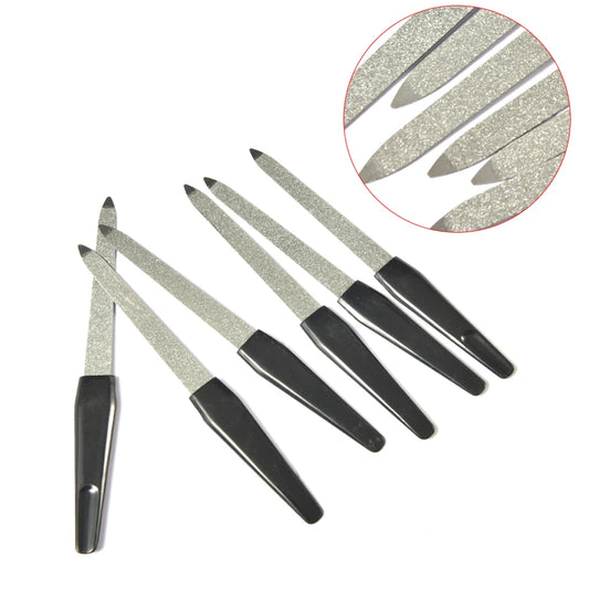 5PCS/Set Metal Double-Sided Nail Files Black Handle Strong Edge Manicure Sharpening Nail Grooming Beauty Pedicure Nail Files [BEU]