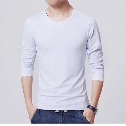 MRMT Brand New Men's T-Shirts Long Sleeve Slim Men T-Shirt Young Man Pure Color Tops Tees Shirt O-Neck For Male Boys Tshirt [TSH]