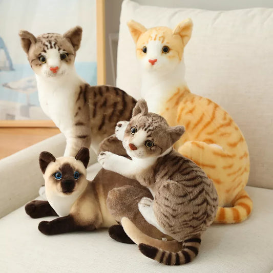 Stuffed Lifelike Siamese Cats Plush Toy simulation American Shorthair Cute Cat Doll Pet Toys Home Decor Gift For Girls birthday [PET]