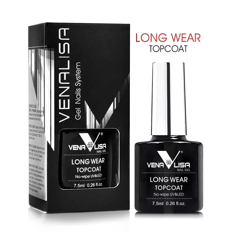 Venalisa Long Wear Top Coat Tempered Top Coat Peel Off Base Coat Color Nail Gel Polish Beautiful Semi Permanent Nail Gel Enamel [BEU]