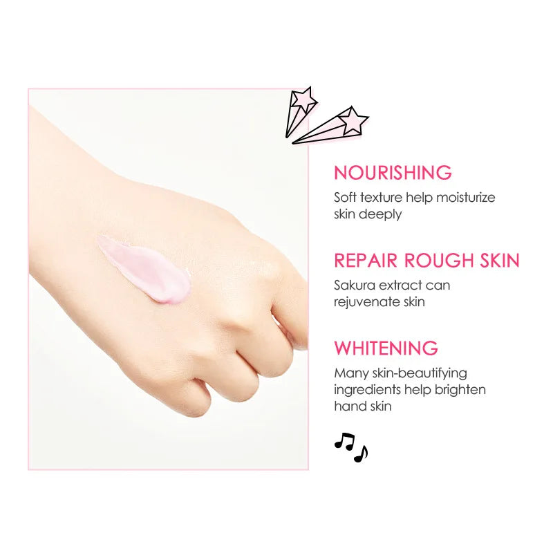 LAIKOU Japan Sakura Hand Cream Moisturizing Anti-chapping Repair Soften Skin Whitening Hand Cream Winter Anti-crack Skin Care [SKC]