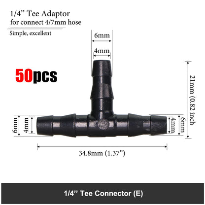 Garden Hose Connector for 1/4'' 1/8'' Tubing Hose Accessories Joint Adapter Barbed Tees Cross End Plug Equal Adaptors [GAR]