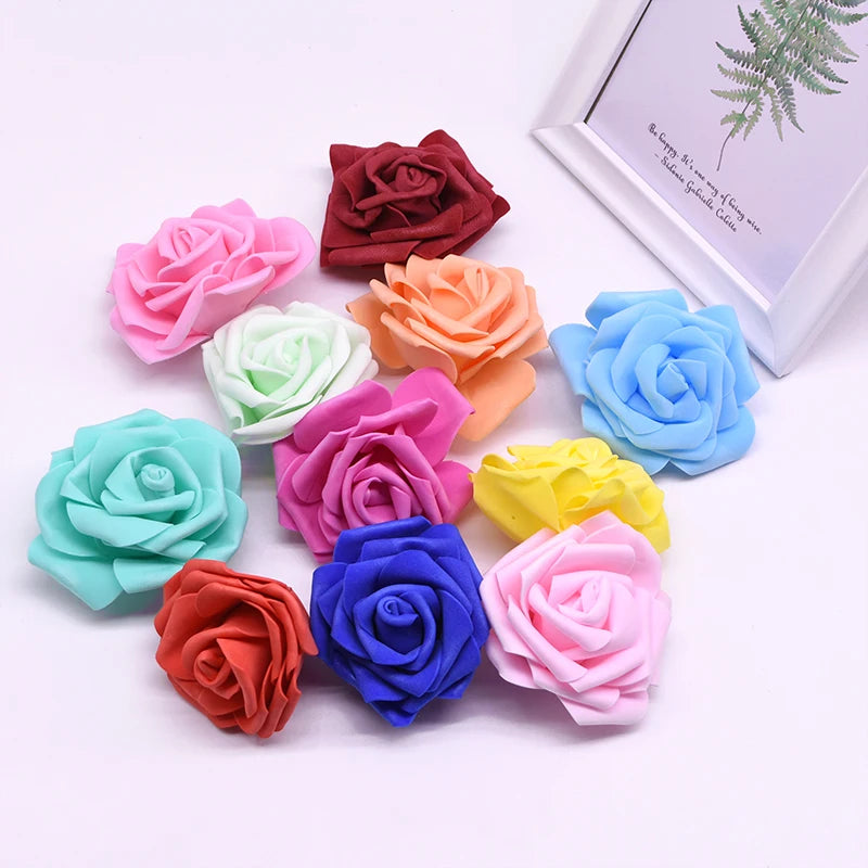 30Pcs/lot 8cm Big PE Foam Roses Artificial Flower Heads For Wedding Event Decoration DIY Wreaths Home Garden Decorative Supplies [FLW]