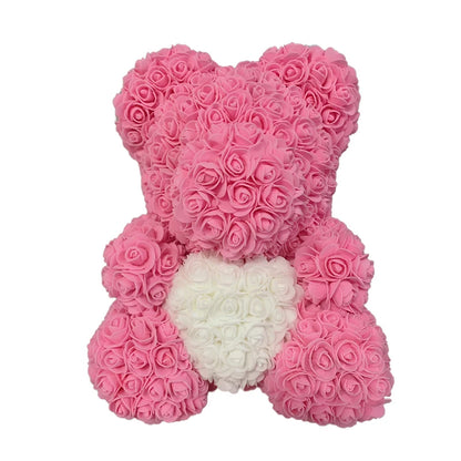 2024 DropShipping 40cm Rose Bear Heart Artificial Flower Rose Teddy Bear For Women Valentine's Wedding Birthday Christmas Gift [FLW]