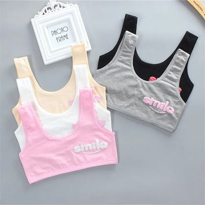 Teen bra girl vest Cotton Spandex Big Girl's Sport 7-14 Years Adolescente Kids Underwear Letter Racerback Training 1 piece [GRM] [UND]