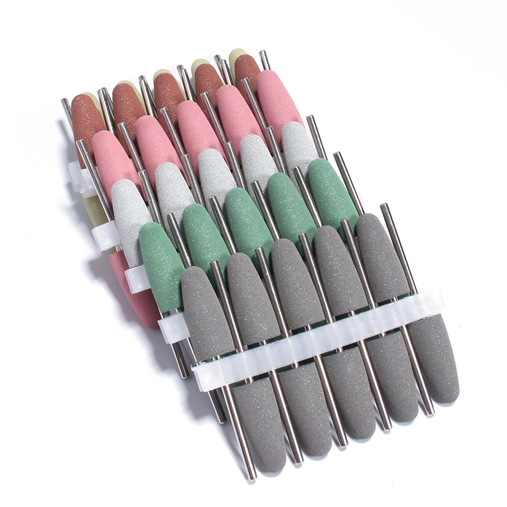 10pcs Diamond Nail Drill Bit Rubber Manicure Drills Electric Rotary Milling Cutter Polishing Tools Nail Bits Salon Accessories [TPT]