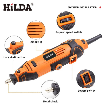 HILDA Electric Drill Grinder Engraving Pen Mini Drill Electric Rotary Tool Grinding Machine Accessories Power Tool [PTO]