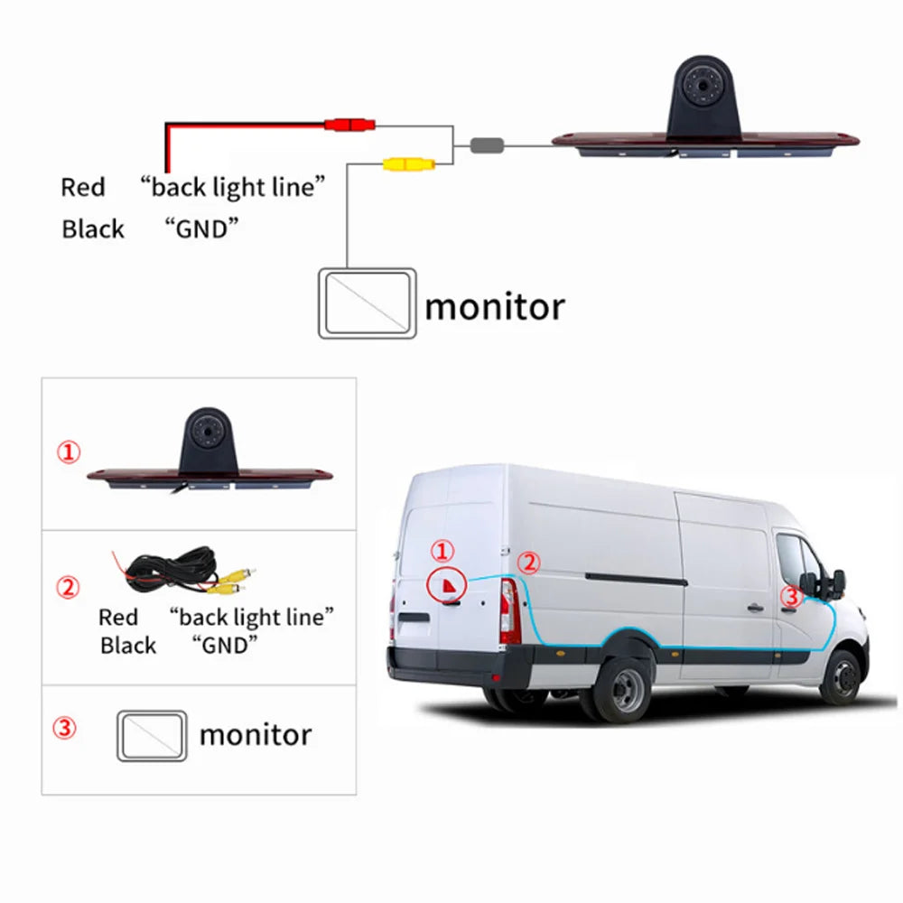 Car CCD Reversing Rear View Camera IR LED Brake Light Parking Night Vision Backup For Mercedes Benz Sprinter VW Crafter [CAR]