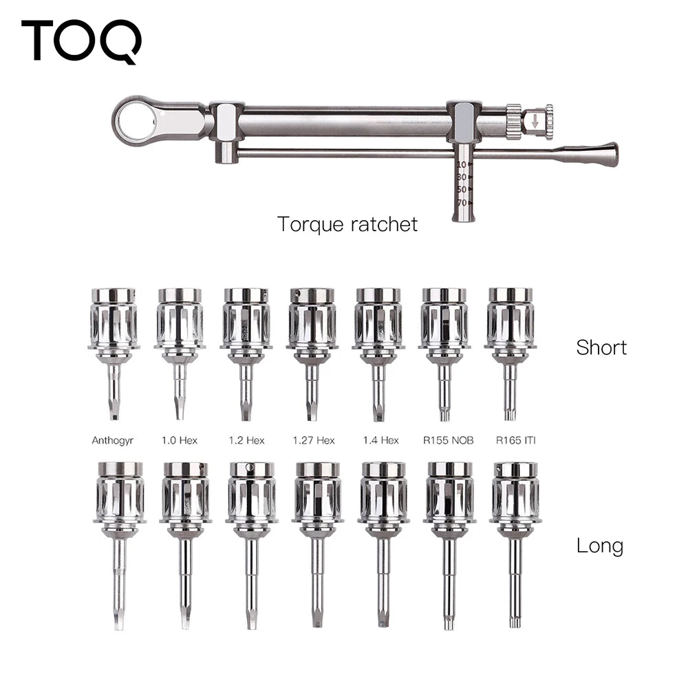 Screwdriver Tools Dental Implant Torque Wrench Ratchet 10-70NCM with Drivers & Wrench Kit [DEN]