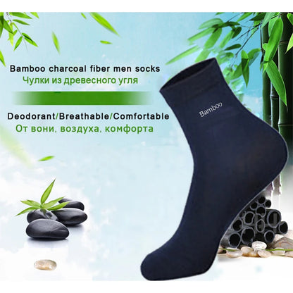 10Pairs/Lot Men Bamboo Socks Brand Comfortable Breathable Casual Business Men's Crew Socks High Quality Guarantee Sox Male Gift [SOX]