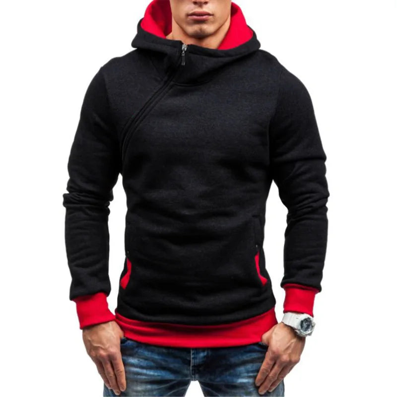 Men's Hoodies Sweatshirts New Slim Pullover Men's Hoody Sweatshirt for Male Diagonal Zipper Man Hood Sweatshirt [MEN]