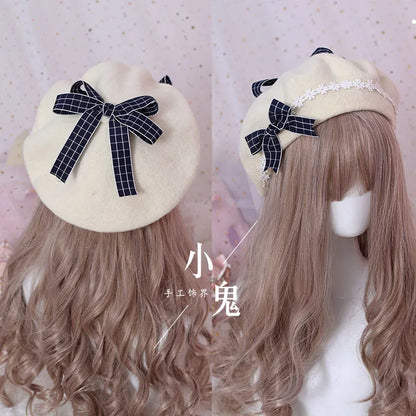 Beret hat lolita girl sweet cute female daisy bow hat [LOL]