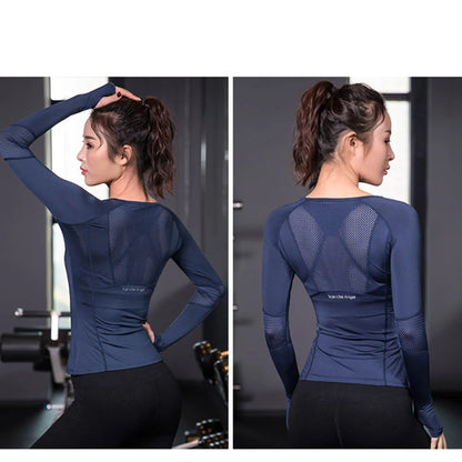 Women Sports Wear For Fitness Women Jersey Seamless Long Sleeve Gym Woman Sport Shirt Yoga Top Female Workout Tops T-shirt [TSH]