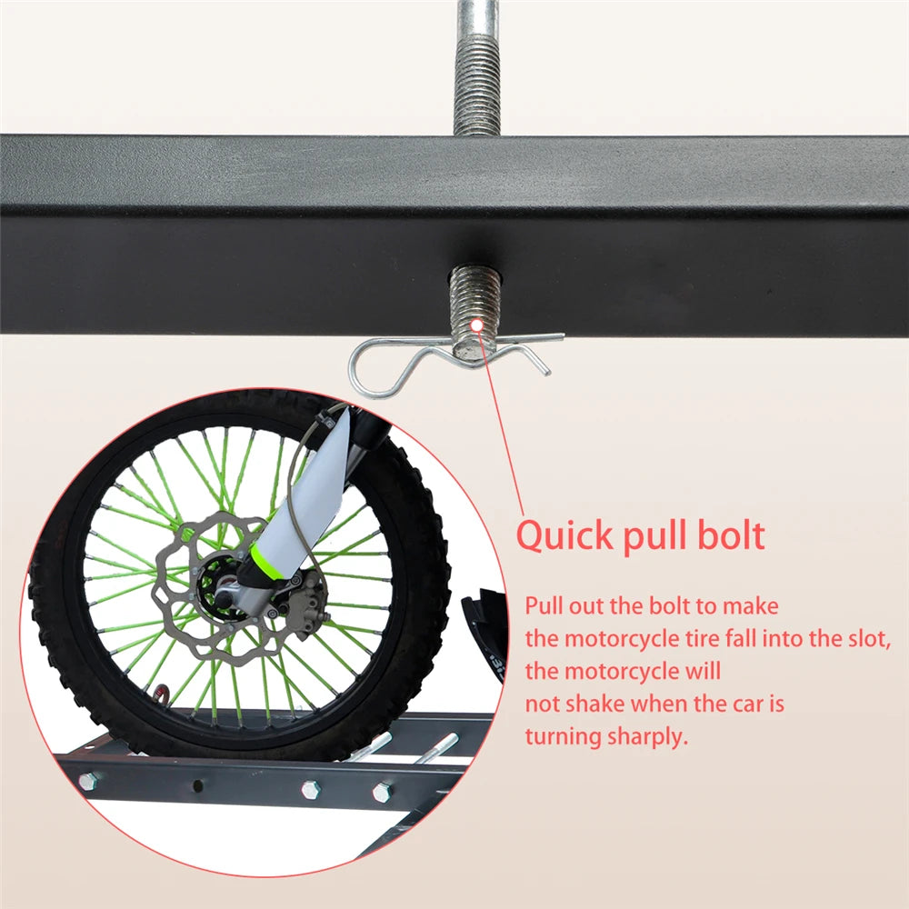 Rear Trailer Motorcycle Hitch Carrier Dirt Bike Scooter Hauler Hitch Steel Mount Rack Ramp Anti Wobble Anti Tilt Max Load 200kg [CAR]