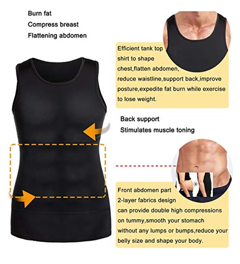 Slimming Vest Men's Slimming Underwear Body Shaper Waist Cincher Corset Men Shaper Vest Body Slimming Tummy Belly Body Shapewear [UND]