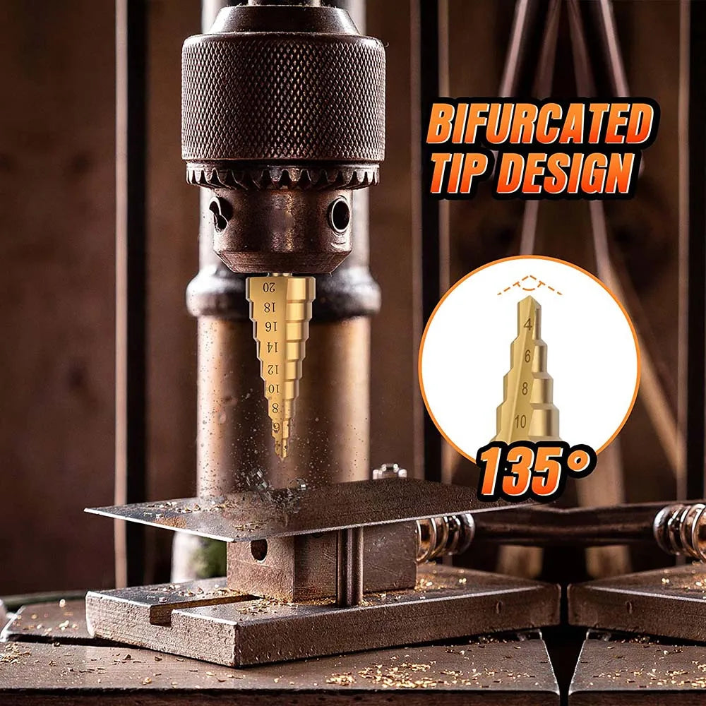 4-12 4-20 4-32 HSS Titanium Coated Step Drill Bit Drilling Power Tools Metal High Speed Steel Wood Hole Cutter Cone Drill [PTO]