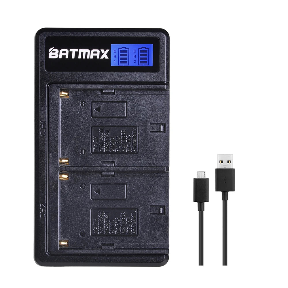 2Pcs NP-FM50 FM50 Battery + LCD Dual USB Charger for Sony NP-FM51 NP-FM30 NP-FM55H DCR-PC101 A100 Series DSLR-A100 Sony M Type [BAT]