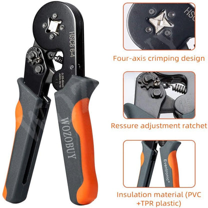 Crimper Plier Set, Self-Adjustable Ratchet Wire Crimping Tool with 2000 Wire Terminal Crimp Connectors and Wire End Ferrule [TOL]