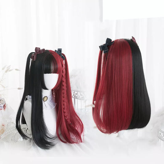 SHANGKE Synthetic Red Black Blonde White Lolita Wigs For Women Long Straight Wig With Bangs Genshin Impact Cosplay Wig [LOL]