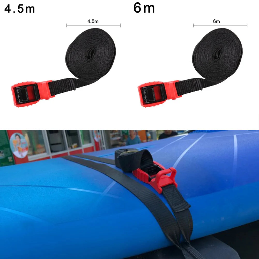 1pcs Kayaking Boat Accessories Tie Down Water Sports Boating Roof Rack Straps Pair Silicone Buckle 4.5m/6m Heavy Duty Kayak [MRN]