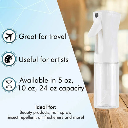 Hair Spray Bottle – Ultra Fine Continuous Water Mister for Hairstyling, Cleaning, Plants, Misting & Skin Care (5 Ounce) [SKC]