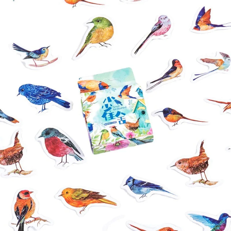 46 Pcs Kawaii Birds Stickers For Kids Scrapbook Stickers Decor Supplies For Journaling Envelopes Planner Laptop Scrapbook Album [STA]