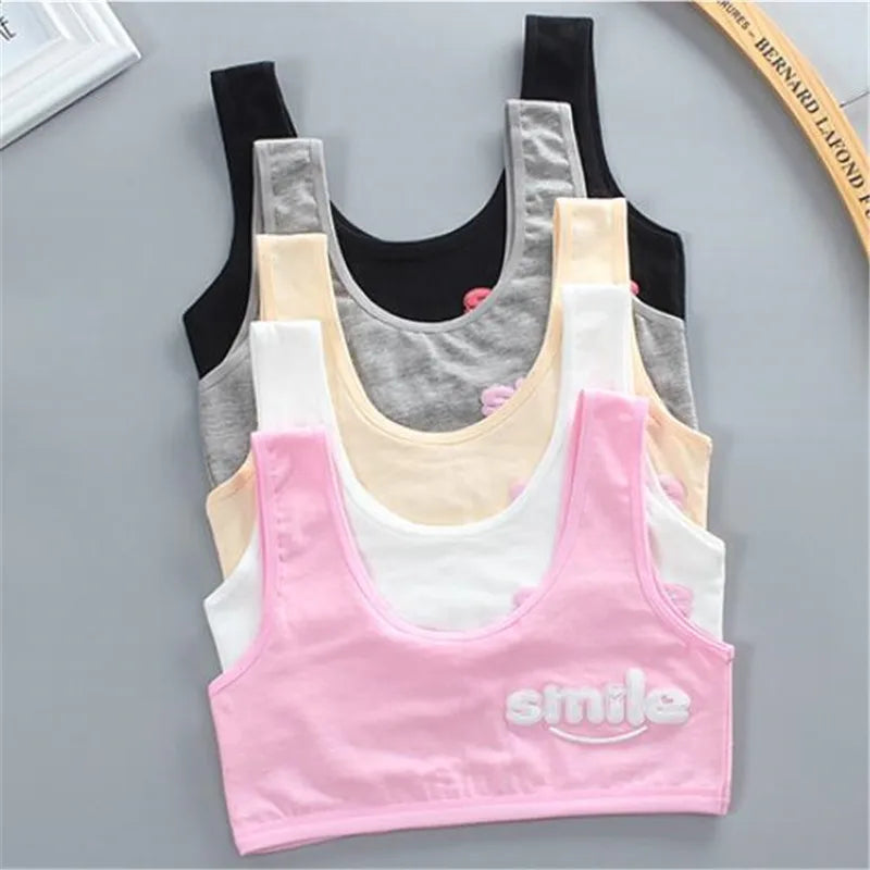 Teen bra girl vest Cotton Spandex Big Girl's Sport 7-14 Years Adolescente Kids Underwear Letter Racerback Training 1 piece [GRM] [UND]