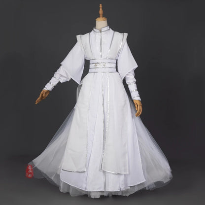 Men Hanfu White Dress Chinese style knight pity Chu Winning cosplay party costume stage performance clothes [COS]