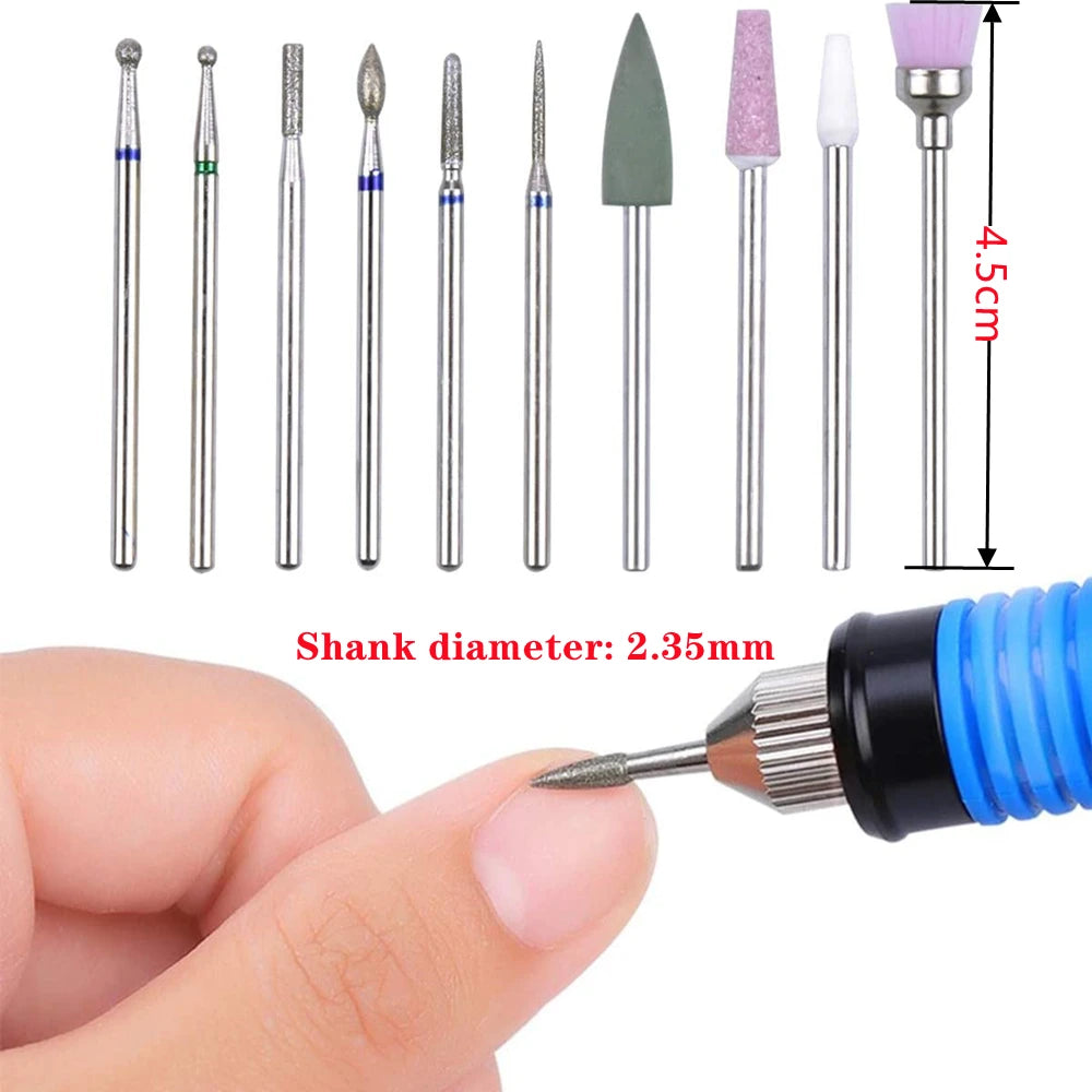 10 Pcs Diamond Milling Cutters For Manicure Carbide Nail Drill Bits Kits Equipment Tools [TPT]