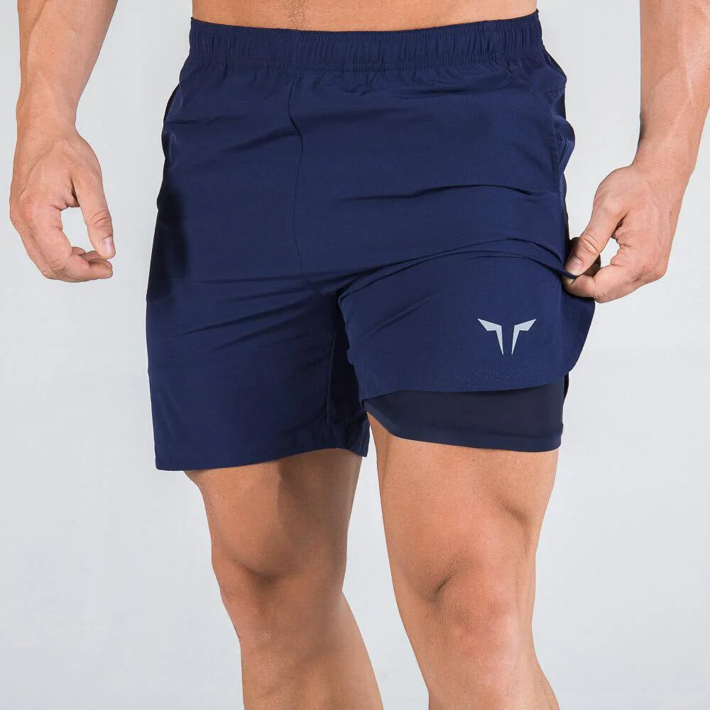 Running Shorts Men 2 In 1 Sports Jogging Fitness Shorts Men's Gym Training Quick-drying Sports Shorts Male short [MEN]