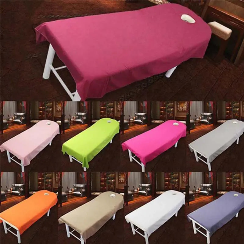 80cm*190cm Beauty Bedsheet Cosmetic Salon Sheets Spa Massage Treatment Polyester Table Cover Sheet with Hole Home Textile [CSM]