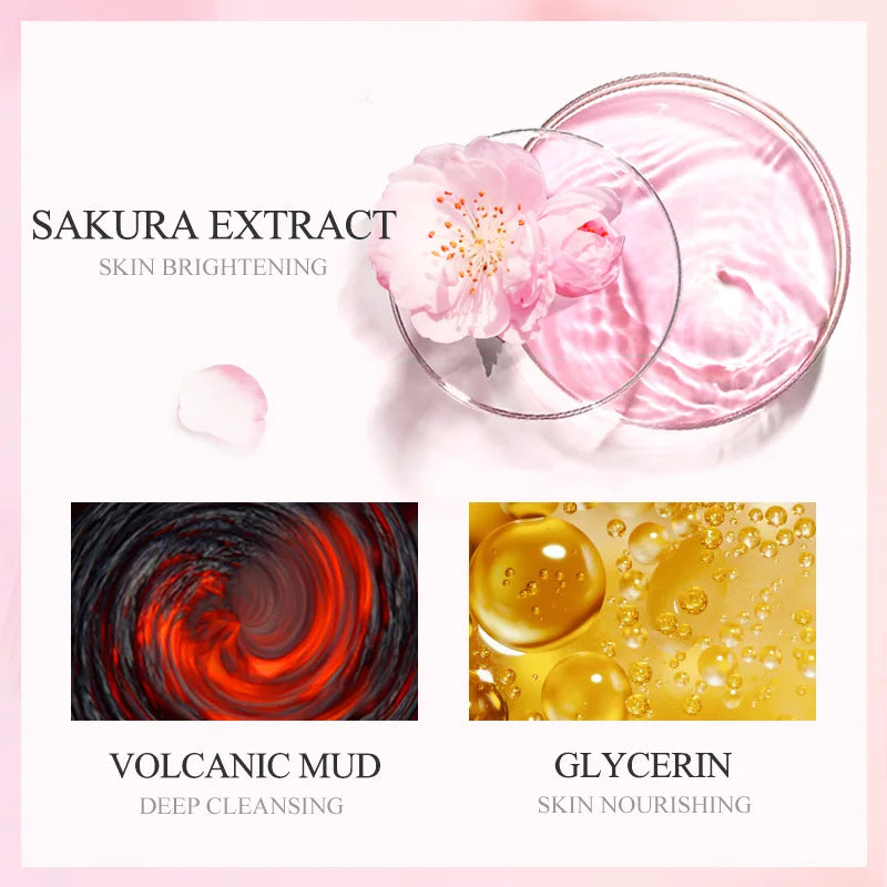 LAIKOU 7pcs Japan Sakura Mud Face Mask Cleansing Whitening Moisturizing Oil-Control Anti-Aging Clay Mask Packs Facial Skin Care [SKC]