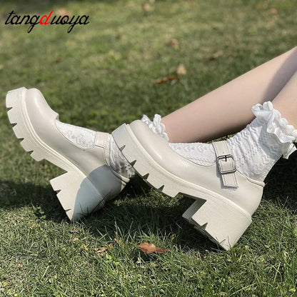 Shoes Women's heels mary janes platform Lolita shoes on heels Pumps Women's Japanese Style Vintage Girls High Heel shoes for women [LOL]