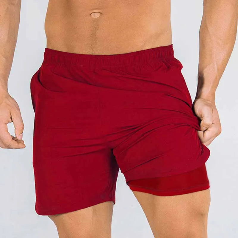 Running Shorts Men 2 In 1 Sports Jogging Fitness Shorts Men's Gym Training Quick-drying Sports Shorts Male short [MEN]