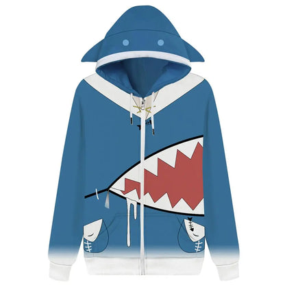 Hololive English VTuber Gawr Gura Cosplay Hoodie 3D Printed Sweatshirt Men Women Casual Ookami Mio Pullover Zip Up Jacket Coat [MEN]