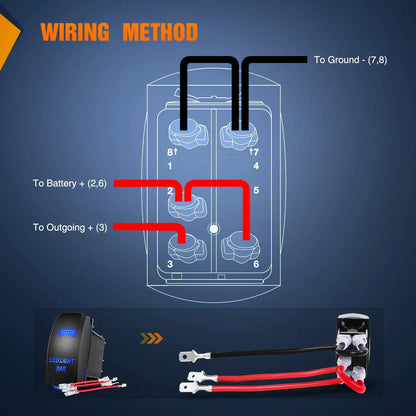 1PC 24V 20A Car Boat Rocker Switch 12V Waterproof Lighted Rocker Toggle Switch ON Off 5 Pin For Marine ATV RZR RV Auto Truck [MRN]