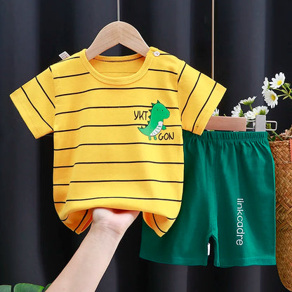 Kids Clothes Set Baby Boy/Girl T-Shirt + Shorts Summer Clothing Cotton Cartoon Casual Boys Tracksuit Children Baby Clothes Set [TSH]