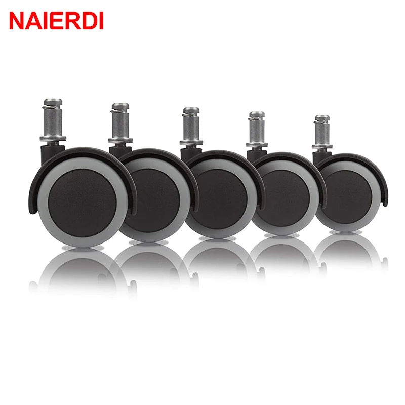 NAIERDI 5pcs 50KG Universal Mute Wheel 2" Replacement Office Chair Swivel Caster Rolling Roller Wheels Furniture Hardware [HOM]