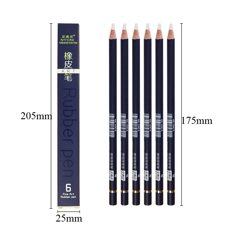 NYONI Rubber Pen Eraser Pencil Pen Tip Rubber Type 1/3/6pcs High Precision Pencil Eraser For Manga Highlight Art Supplies N2810 [STA]