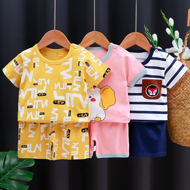 Kids Clothes Set Baby Boy/Girl T-Shirt + Shorts Summer Clothing Cotton Cartoon Casual Boys Tracksuit Children Baby Clothes Set [TSH]