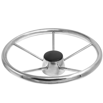 13-1/2 " Marine Stainless Steel Boat Steering Wheel For Yacht with Black Foam Grip Boat Accessories [MRN]